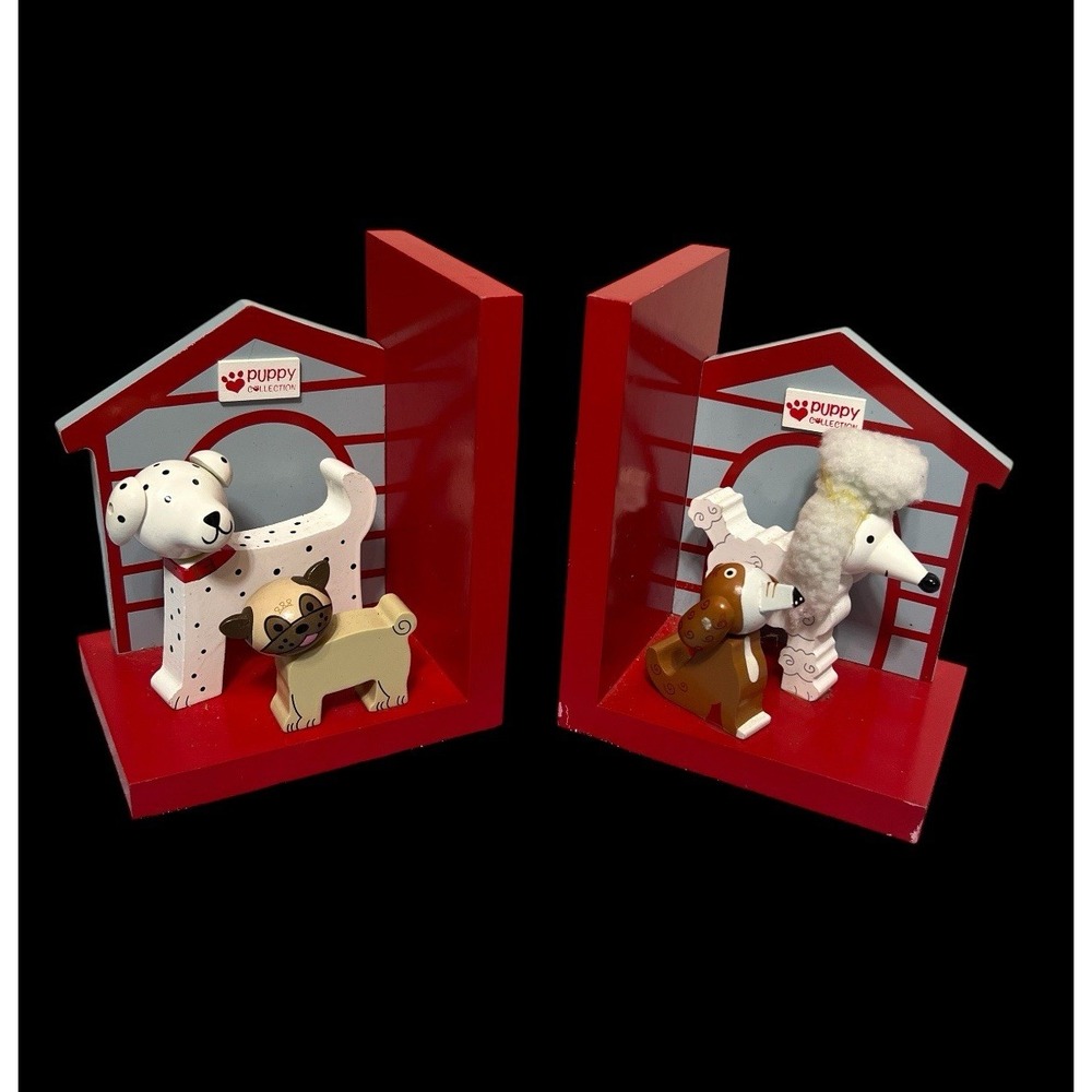 Puppy Collection Puppy Love Wooden Bookends Children's Room Puppyโ Dogs Decor